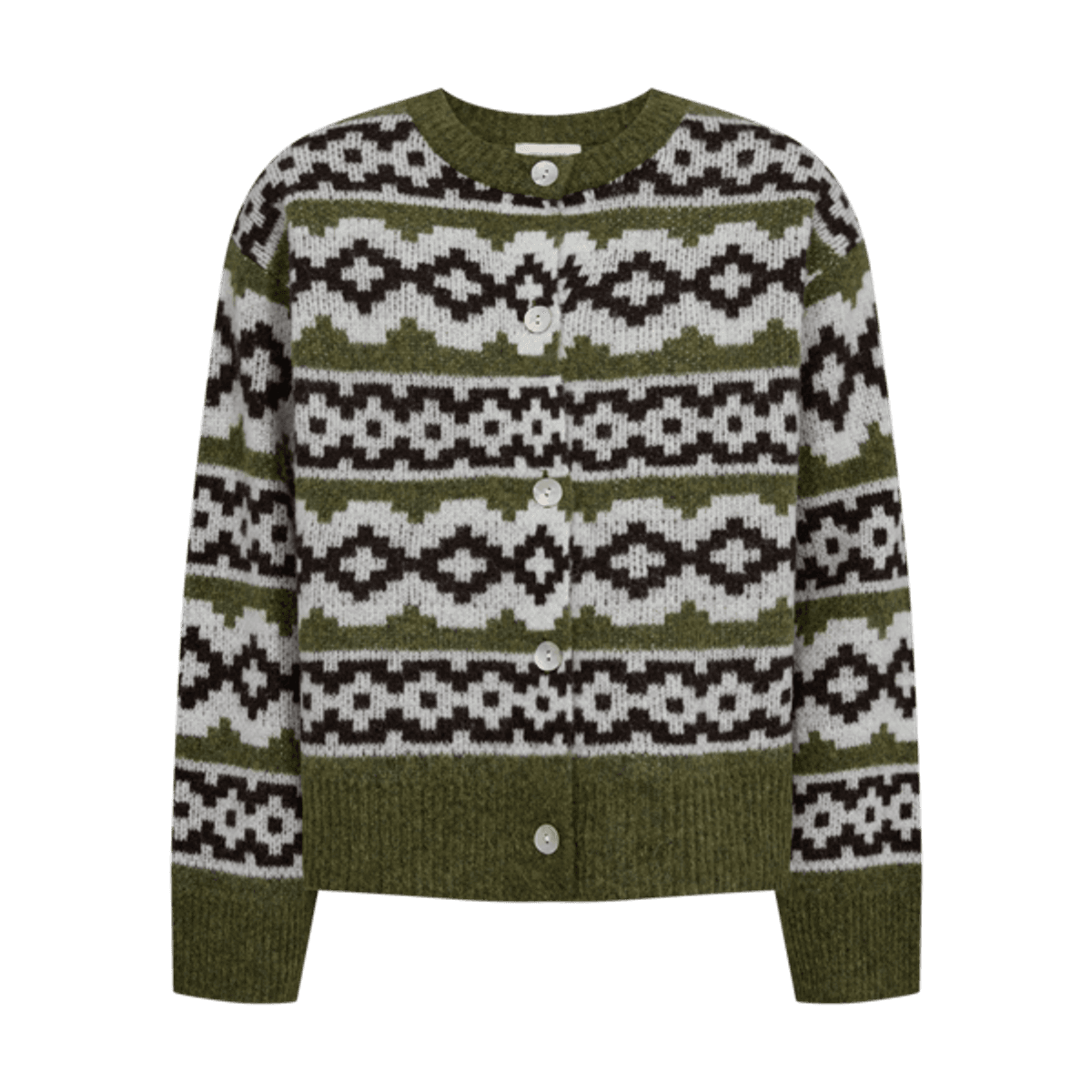 FQALPA-Cardigan Cal. Green Mel w. S. Off-white